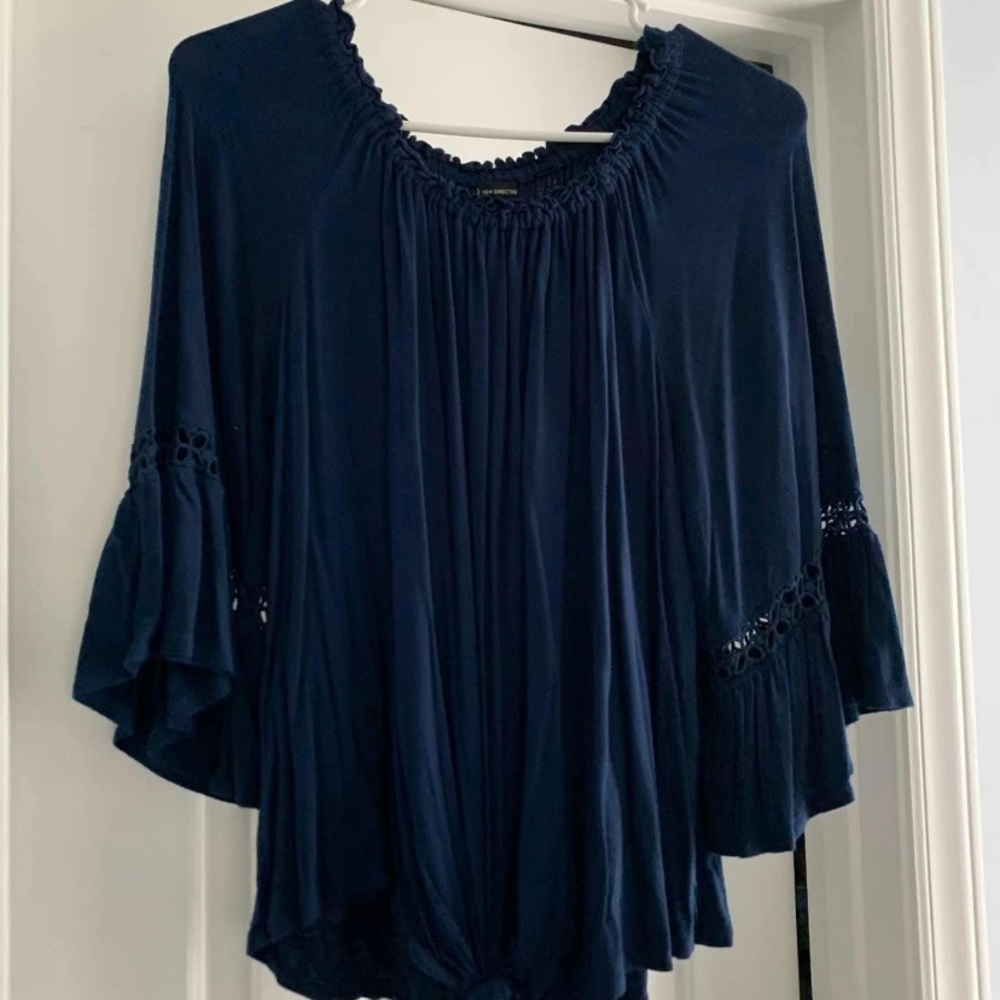 Navy Blue Ruffle Top